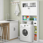 Vabches Freestanding Toilet Storage Cabinet with Double Doors, Shelf Space Saver, Anti-Tip Design & Adjustable Shelf, White