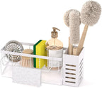 Kitchen Sink Caddy Organizer,Stainless Steel Sponge Holder with Dish Brush Holder,Soap Caddy for Countertop,Kitchen Sink Organizer Countertop Sink Accessories,Cleaning Caddy