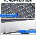 Expandable Dish Drying Rack, Stainless Steel Dish Rack with Aluminum Frame, Dish Drainer for Kitchen Counter, Space Saving Kitchen Drying Rack with Movable Utensil Holder,Gray