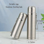 Stainless Steel Thermal Bottle Vacuum Insulated Coffee Trave Mug for Hot and Cold Drinks Double Walled Sport Water Flask with Cup 17Oz/500Ml(Silver)