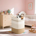 Laundry Hamper, 95L Tall Laundry Basket with Leather Handles, Rectangle Large Clothes Hamper for Organizing, Cotton Woven Laundry Baskets Storage Hampers for Bedroom, Nursery, Living Room
