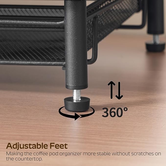 Coffee Pod Drawer Holder, 70 Capacity Coffee Capsule Storage Organizer, 2-Tier Coffee Pod Drawer for K Cup, for Home Kitchen, Greige KH28BG