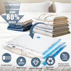 10 Jumbo Vacuum Storage Bags, Vacuum Seal Bags for Clothing Space Saver Compression Storage Bag with Hand Pump Extra Large for Clothing Travel Comforters Blankets Pillow Bedding Duvets Clothes