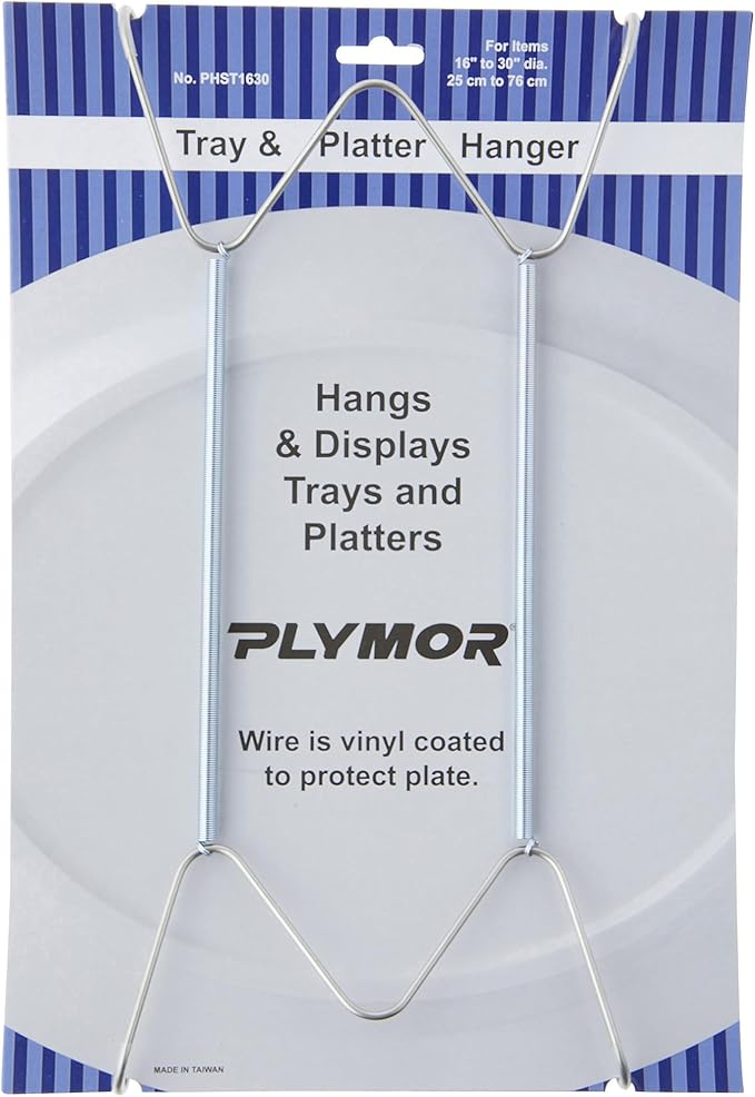 Plymor Stainless Steel Wall Mountable Tray and Platter Hanger, 14.25" H x 6.5" W x 0.875" D (for Trays or Platters 16" - 30"), Pack of 6