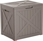32 Gallon Resin Deck Box Outdoor Storage Box for Patio Furniture,Outdoor Cushions,Garden Tools and Pool Supplies,Waterproof,Lockable(Grey,32Gal)