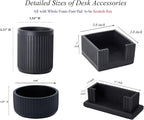 Set of 4 - Concrete Desk Accessories For Modern, Industrial, Minimalist Office Decor- Aesthetic Desk Organizers Accessories For Women or Men- Pen, Business Card Holder & Sticky Note, Paper Clip Holder