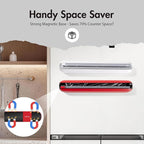 Aluminum Foil & Plastic Wrap Dispenser with Cutter - Easy One-Hand Operation, Space-Saving Kitchen Organizer for Worktops & Cabinets, Magnetic Cling Film Dispenser - Fits 12" Rolls, Red