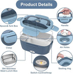Electric Lunch Box Food Heater, 3 in 1 Ultra Quick Heated Lunch Boxes for Adults, 12V/24V/110V Portable Food Warmer for Car/Truck/Office With Fork Spoon and Insulated Carry Bag