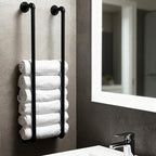 Towel Racks for Bathroom Wall Mounted 36 Inch,Industrial Pipe Storage Organizer Towel Holder(Black)