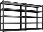 2Pack 5 Tier Heavy Duty Garage Shelving,2500LBS Adjustable Metal Storage Shelves, Boltless Industrial Shelving Unit for Garage, Basement, Warehouse, Pantry, Closet, Kitchen, 78"x 46"x 20" Black