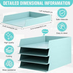 Tatuo 6 Pack Stackable Paper Trays Plastic Letter Tray Desk Organizer Paper Holder Organizer Storage Office Desk Accessories for Classroom Magazine File Documents 12.8 x 9.45 x 1.97, Blue Green