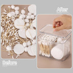 Tbestmax Qtip Holder Dispenser 3-Section Clear Bathroom Organizer Jar 3 Grids Cotton Swab/Pad/Ball Holder Container Cosmetics Storage for Vanity(2 Pack)