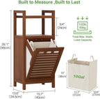Homykic Tilt Out Laundry Hamper, 10 Gal Bamboo Laundry Storage Cabinet with Removable Basket, Hidden Hamper Organizer with Shelf for Dirty Clothes, Bathroom, Laundry Room, Space Saving, Walnut