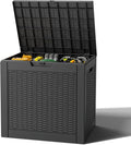Outdoor Storage Box, Resin Deck Boxes Indoor and outdoor, Waterproof Storage Box Lockable Lid (Black,32 Gallon)