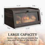 Bread Box for Kitchen Countertop Large Farmhouse Bread Container Bread Storage with Window Wooden Bread Holder