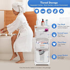 3 Tier Laundry Basket with Wheels, Laundry Basket Storage Rack Freestand Laundry Hamper Basket Sorter for Kitchens, Bathrooms, Bedrooms Clothes Storage Organizer, White