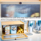 Bamboo Bread Box for Kitchen Counter-Large Capacity Bread Storage Container Farmhouse Bread Box with Window Bread Holder