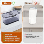 Bread Box for Homemade Bread Boxes for Kitchen Counter Airtight, Time Recording Bread Storage Container with Lid, Bread Containers Storage Airtight Loaf Bread Keeper, Grey