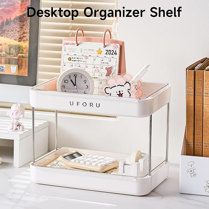 Countertop Coffee Station Organizer| 2-Tier Whisky Glass Holder, Mug Drying Rack with Removable Drain Tray - Easy to Install, Clean - Matcha Station Shelf for Kitchen, Bathroom Counter Organzier