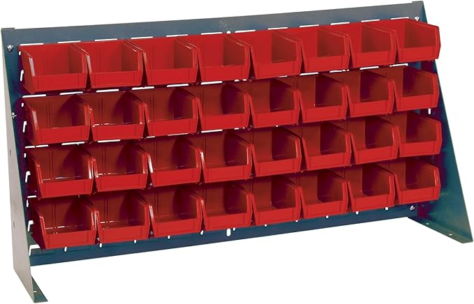 Quantum Storage Systems QBR-3619-210-32RD Ultra Bin Complete Bench Rack Package with 32 Ultra Bins, 36" x 8" x 19" , Red