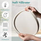 Silicone Bathroom Tray Round Kitchen Counter Organizer Decorative Vanity Accessories Coffee Table Decor for Perfume, Candle, Soap Dish, 10 Inch, Beige