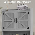 Vabches Over The Toilet Storage Cabinet, Farmhouse Storage Cabinet Over Toilet with Barn Doors & Toilet Paper Holder Stand，Home Space-Saving Toilet Rack, for Restroom/Laundry and Bathroom