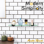 KOKOSIRI Bathroom Shelves Wall Mount Tempered Glass Floating Shelf 20-Inch Kitchen Hanging Rack Shower Storage, 2 Pack Black Stainless Steel B1107BK-L20-P2