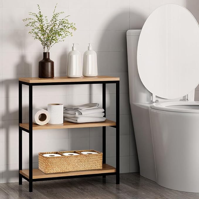 Hipiwe Handwoven Seagrass Storage Basket 3 Sections Toilet Tank Paper Organizer Decorative Shelf Basket for Pantry Living Room Kitchen, Caramel Color