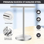T-Shape Bath Hand Towel Holder Stand, Stainless Steel Free Standing Hand Towel Rack, for Bathroom Kitchen & Countertop, Silver, 2 Pack