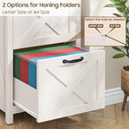 3 Drawer Tall File Cabinet, Farmhouse Vertical Filing Cabinet Fits Letter/A4 Size, Wood File Cabinets Printer Stand for Home Office, Living Room, Rustic White