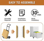 2 Drawer Rolling File Cabinet on Wheels, Mobile Two Drawer Filing Cabinet with Lock, Small Files Cabinets for Under Desk, Metal Filing Cabinets for Letter Size Folders, White - Assembly Required