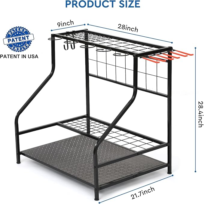 Garden Tool Organizer for Garage, Yard Tool Storage, Garden Tool Rack, for Shed Home Outdoor, Up to 58 Long-Handled Tools, Garden Tool Stand, Heavy Duty Steel, Black