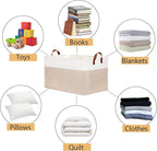 DULLEMELO 70L Extra Large Storage Bin, 22" x 15" x 13" Oversized Storage Basket, Collapsible Storage Box, Fabric Clothes Toys Blanket Basket for Shelves, Laundry, Nursery (White&Khaki)