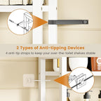 Over The Toilet Storage Rack, 3-Tier Bathroom Organizer Over Toilet, Wooden Above Toilet Storage Shelf, Space Saver, Freestanding Bathroom Storage Metal Shelf, Easy to Assemble, White