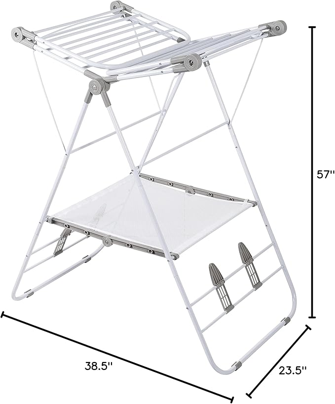 Honey-Can-Do Large Expandable and Collapsible Gullwing Clothes Drying Rack DRY-09805 White