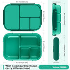 Lunch Box Kids,Bento Box Adult,Leakproof Lunch Containers for Adults/Kids/Toddler,1200ML-4 Compartments bento Lunch box with Utensil,Microwave & Dishwasher & Freezer Safe (Green)