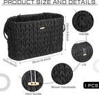 Kathfly Black Toilet Paper Storage Basket with Lid Wicker Woven Bathroom Basket Toilet Paper Holder Holds up to 6 Mega Rolls Woven Organizer for Home Bathroom Kitchen Offices