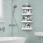 Sotfamily Plastic Shower Caddy Corner (for 90° Only), 4 Pack Adhesive Corner Shower Shelves for Bathroom Organizers and Storage, White