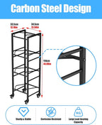 4 Tier 5 Gallon Water Jug Holder with 4 Lockable Wheels - Water Bottle Rack Organizer with Movable Casters, Heavy Duty Water Storage Rack Dispenser Stand for Kitchen Office Garage/Black