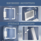 ExBrite LED Lighted Bathroom Medicine Cabinet with Mirror, 32 x 30 Inch, Recessed or Surface Mount, Anti-Fog, Stepless Dimming, Color Temperature Change, Built-in 6000K Sensor Light, Storage Shelves