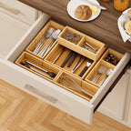 Lifewit Drawer Organizers 5 Pack(11 Grid) with 6 Inserts, Adjustable Bamboo Wooden Drawer Dividers, Stackable Storage Box for Utensils, Silverware, Makeup, Junk in Kitchen/Bathroom/Office/Vanity