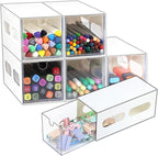 Drawer Organizer Desktop Office Supplies Desk Organizer and Storage Stationary Make Up Jewelry Pen Storage Drawer, Clear Accessories Makeup Organizer Countertop Storage (White, 6 Pack)