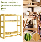 Over The Toilet Storage Bathroom Shelves Wall Mounted 3 Tier Space Saver Corner Shelf Organizer Bamboo Towel Rack Toilet Paper Cabinet with Hanging Rod Yellow