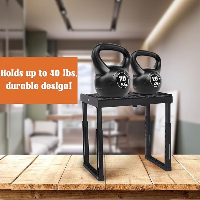 Locker Shelf Adjustable Height and Width, Locker Organizer for Work, Locker Shelves for School Locker, Stack-able Locker Stand Tools for Gym Locker, Locker Accessories Stuff, Black, Pack of 2