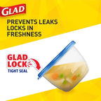 Glad GladWare To Go Lunch Food Storage Containers with Lids, Medium Round No BPA Plastic with Built-In Dressing Cup for Salads and Lunches, Microwave Dishwasher Safe, 32 Oz, 4 Count - 6 Pack