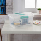 Sterilite Medium Nesting ShowOffs, Stackable Small Storage Bin with Latching Lid and Handle, Plastic Container to Organize Home, Clear, 24-Pack