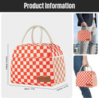 Lunch Bag Women/Men Lunch Box Women/Men (Red+Beige Checkerboard)