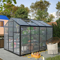 Heavy Duty Polycarbonate Greenhouse with Ventilation Windows and UV Protection for Backyard Garden Growing (6x8 FT)