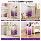 Giantex 6 Storage Drawer Cart Rolling Organizer Cart for Tools Scrapbook Paper Home Office School Multipurpose Mobile Utility Cart, Purple Gradient