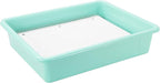 Storex Letter Size Flat Storage Tray – Organizer Bin with Non-Snap Lid for Classroom, Office and Home, Teal, 5-Pack (62541A05C)